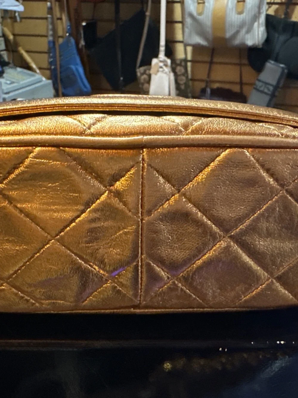 CHANEL Gold Quilted Leather Crossbody bag